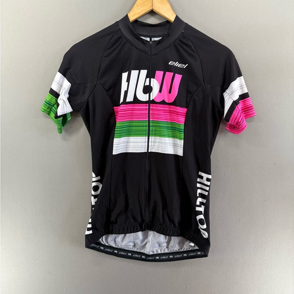 Eliel Cycling Jersey Womens Large Black  Full Zip Short Sleeve Bike Logo Hbw
